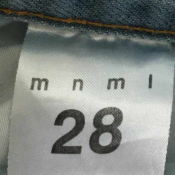 MNML Jeans Men 28x29 Blue Low Rise Raw Hem Distressed Ankle Zip Button Fly Biker - Picture 3 of 15